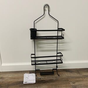 Better Homes & Gardens Matte Black Hanging Shower Caddy w/Lock-top & Soap Tray